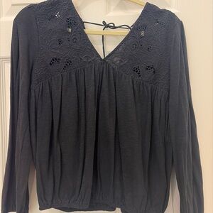 Lucky Brand Black Lace Detail Women's Top